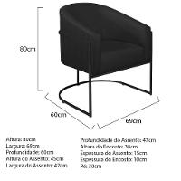 Poltrona Decorativa Sala De Estar Recepção Luiza Base De Ferro Preto Suede - Amarena Móveis Preto - 7