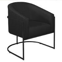 Poltrona Decorativa Sala De Estar Recepção Luiza Base De Ferro Preto Suede - Amarena Móveis Preto - 10