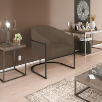 Poltrona Decorativa Sala De Estar Recepção Luiza Base De Ferro Preto Suede - Amarena Móveis Marrom - 2