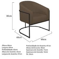 Poltrona Decorativa Sala De Estar Recepção Luiza Base De Ferro Preto Suede - Amarena Móveis Marrom - 6