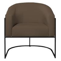 Poltrona Decorativa Sala De Estar Recepção Luiza Base De Ferro Preto Suede - Amarena Móveis Marrom - 7