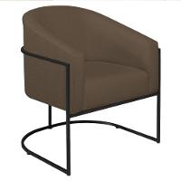Poltrona Decorativa Sala De Estar Recepção Luiza Base De Ferro Preto Suede - Amarena Móveis Marrom - 9