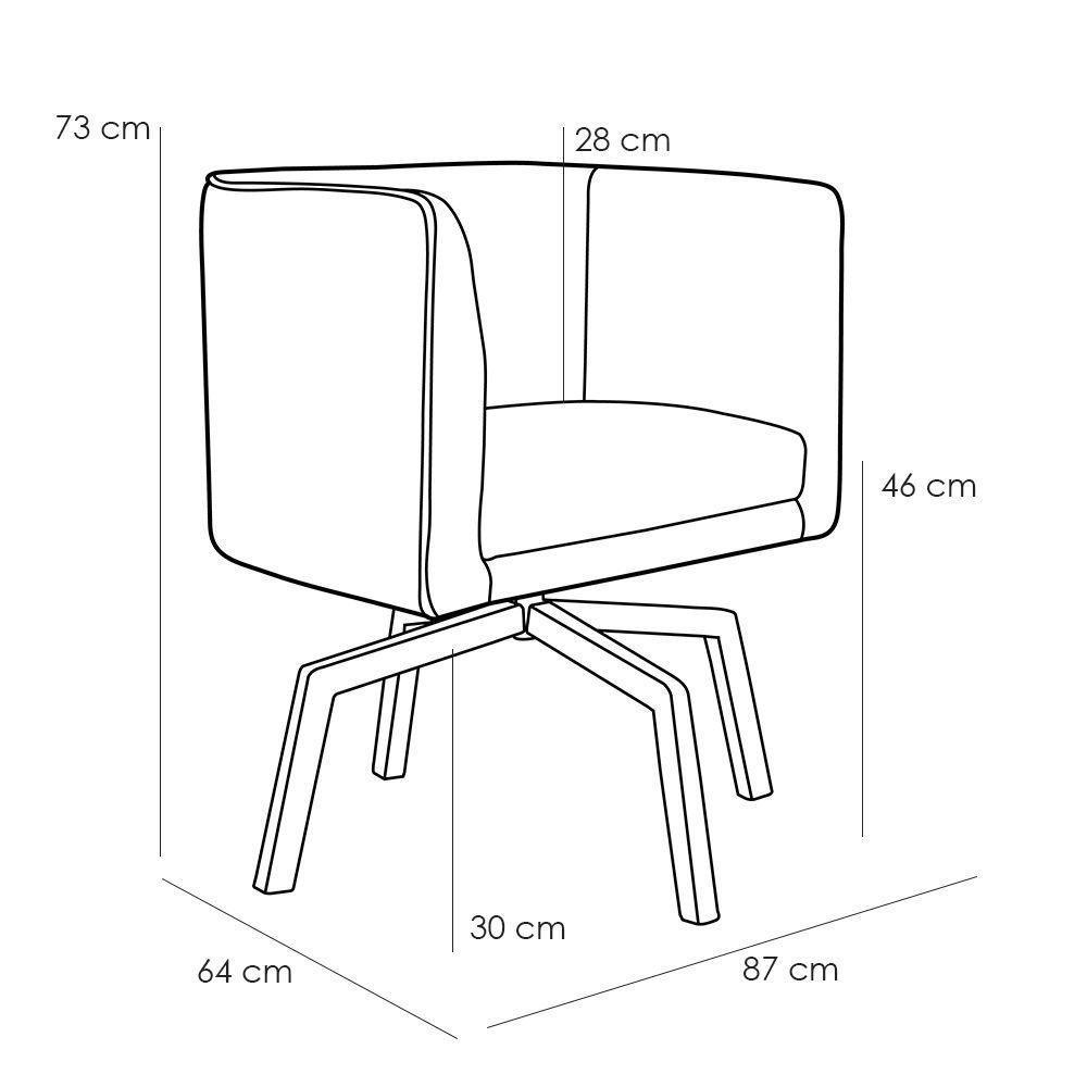 Poltrona Decorativa Sala de Estar Giratória Ka Nix Linho Gran Belo - 3