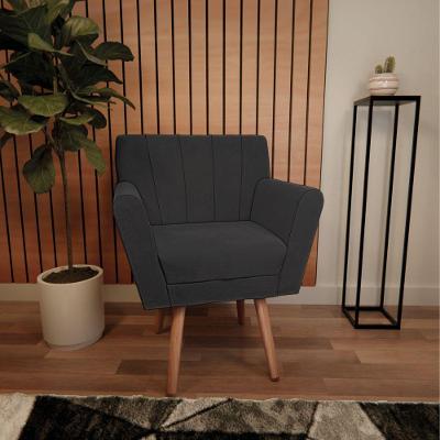 Poltrona Laura Pés Palito Linho - Doce Sonho Móveis Cinzaescuro