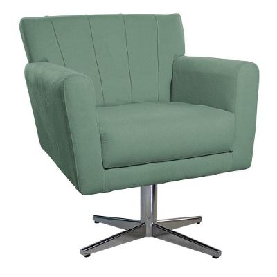 Poltrona Laura Base Giratória De Metal Linho - Amarena Móveis Cinzaescuro