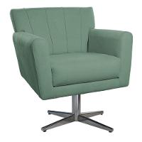 Poltrona Laura Base Giratória De Metal Linho - Amarena Móveis Cinzaescuro - 1