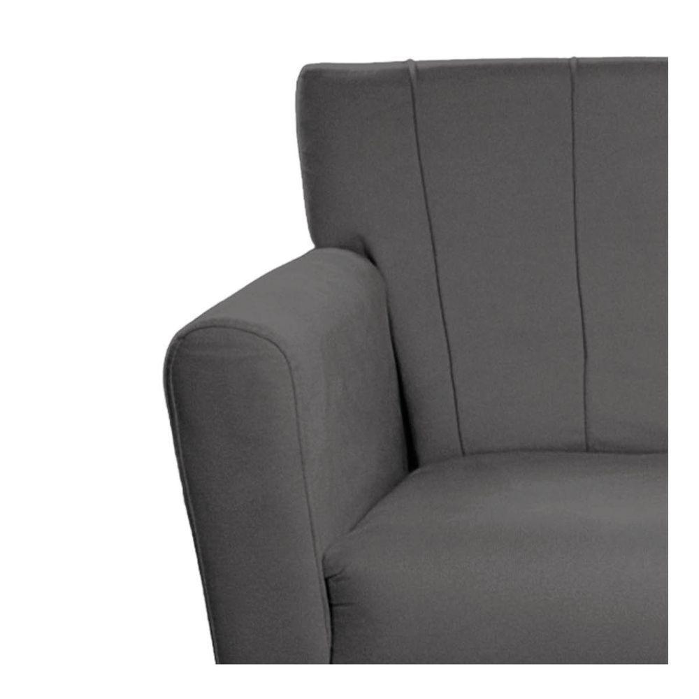 Poltrona Laura Base Giratória De Madeira Linho - Amarena Móveis Cinzaescuro - 2