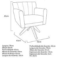 Poltrona Laura Base Giratória De Madeira Linho - Amarena Móveis Cinzaescuro - 5