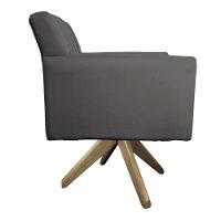 Poltrona Laura Base Giratória De Madeira Linho - Doce Sonho Móveis Cinzaescuro - 3