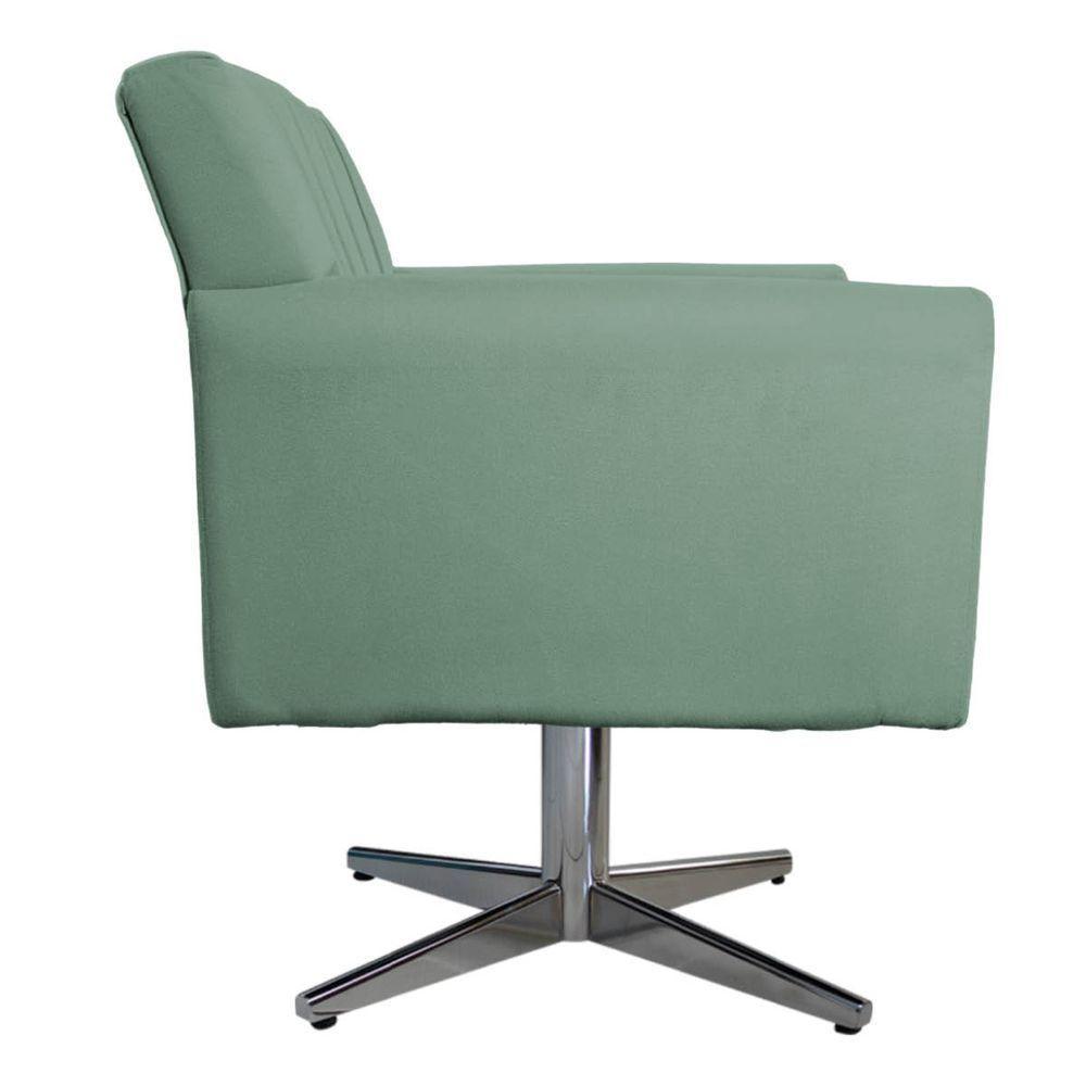 Poltrona Laura Base Giratória De Metal Linho - Doce Sonho Móveis Cinzaescuro - 3