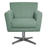 Poltrona Laura Base Giratória De Metal Linho - Doce Sonho Móveis Cinzaescuro