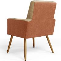 Poltrona Maria Pés Palito Linho Bege Couríssimo Camel