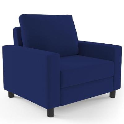 Poltrona Decorativa Malta L02 Para Sala De Estar Suede Azul Lyam Decor