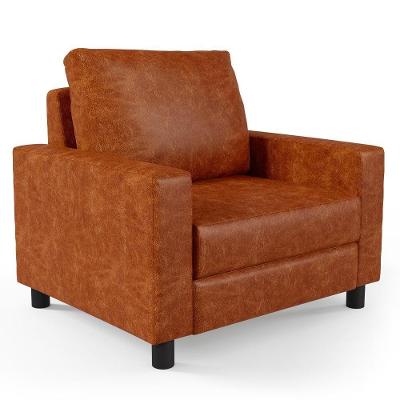 Poltrona Decorativa Malta L02 Para Sala De Estar Corino Caramelo Lyam Decor