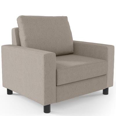 Poltrona Decorativa Malta L02 Para Sala De Estar Linho Bege Lyam Decor