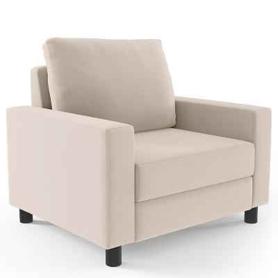 Poltrona Malta L02 Decorativa Para Sala De Estar E Recepção Suede Bege Lyam Decor