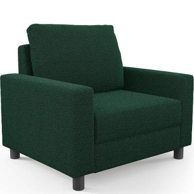 Poltrona Decorativa Malta L02 Para Sala De Estar Bouclé Verde Lyam Decor