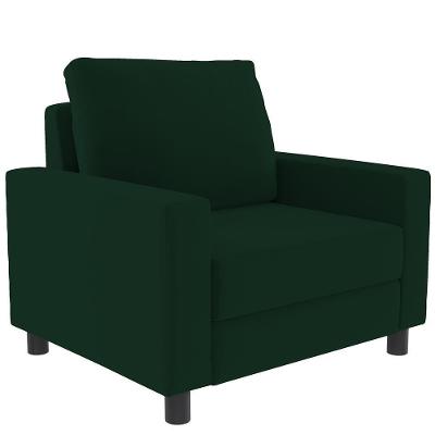 Poltrona Malta L02 Decorativa Para Sala De Estar Suede Verde Musgo Lyam Decor