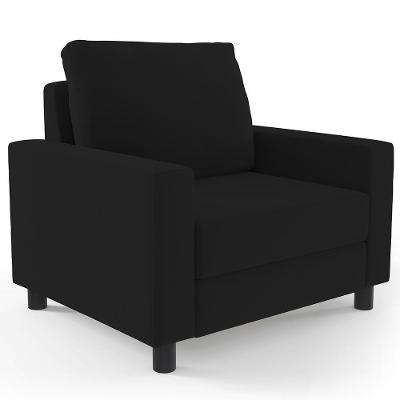 Poltrona Decorativa Malta L02 Para Sala De Estar Suede Preto Lyam Decor