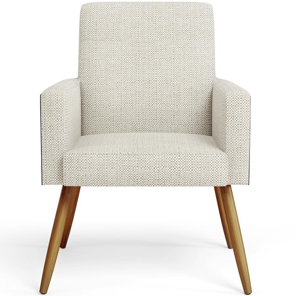 Poltrona Pés Palito Linho Champagne Couríssimo Preto - 6