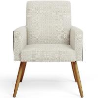 Poltrona Pés Palito Linho Champagne Couríssimo Preto - 6