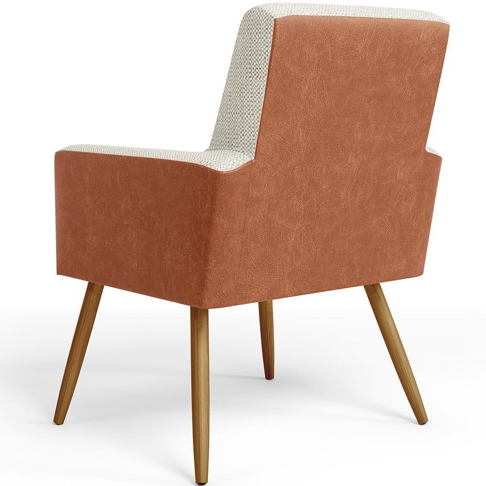 Poltrona Pés Palito Linho Champagne Couríssimo Camel - 3