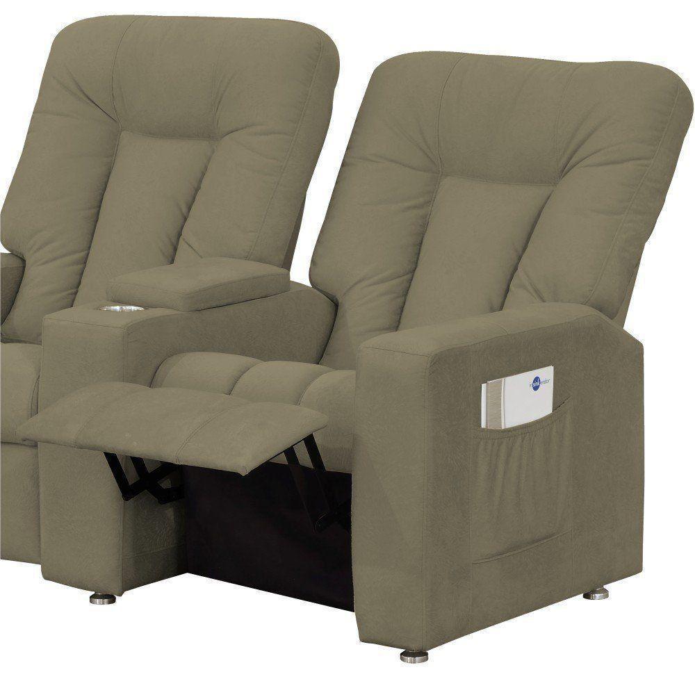 Poltrona Tripla Reclinável Cinema Jetta Veludo Bege Matrix - 2