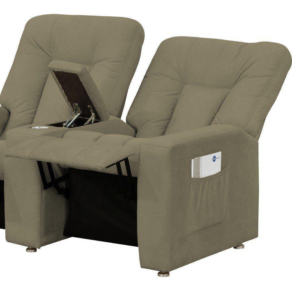 Poltrona Tripla Reclinável Cinema Jetta Veludo Bege Matrix - 3