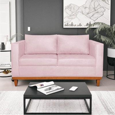 Sofá 2 E 3 Lugares Europa 180cm Suede - Doce Sonho Móveis Rosa Bebê