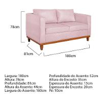 Sofá 2 E 3 Lugares Europa 180cm Suede - Doce Sonho Móveis Rosa Bebê - 5