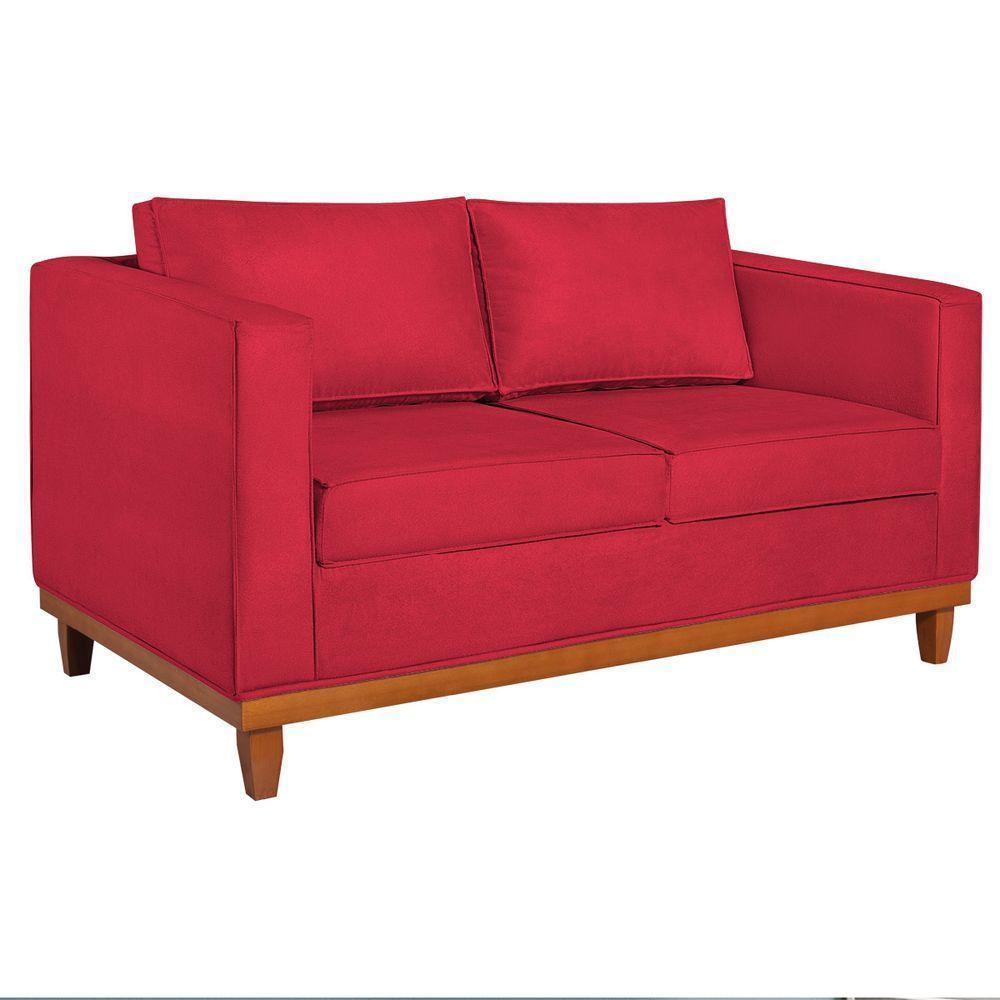 Sofá 2 E 3 Lugares Europa 180cm Suede - Doce Sonho Móveis Vermelho - 6