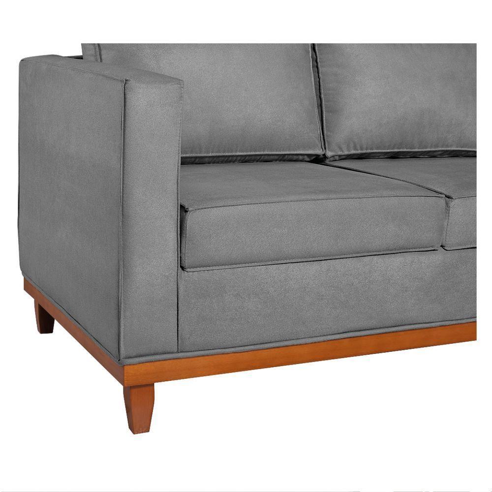 Sofá 2 E 3 Lugares Europa 180cm Suede - Doce Sonho Móveis Cinza - 4