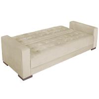 Sofá Cama 3 Lugares Jobim Linho - Doce Sonho Móveis Bege