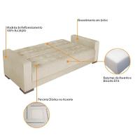 Sofá Cama 3 Lugares Jobim Linho - Doce Sonho Móveis Bege - 6