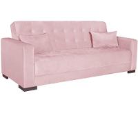 Sofá Cama 3 Lugares Jobim Suede - Doce Sonho Móveis Rosa Bebê - 8