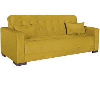 Sofá Cama 3 Lugares Jobim Suede - Doce Sonho Móveis Amarelo - 8