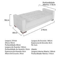 Sofá Cama 3 Lugares Jobim Suede - Doce Sonho Móveis Branco - 6