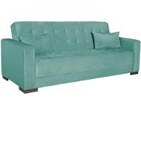 Sofá Cama 3 Lugares Jobim Suede - Doce Sonho Móveis Azul Tiffany - 8