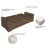 Sofá Cama 3 Lugares Jobim Suede - Doce Sonho Móveis Marrom - 6