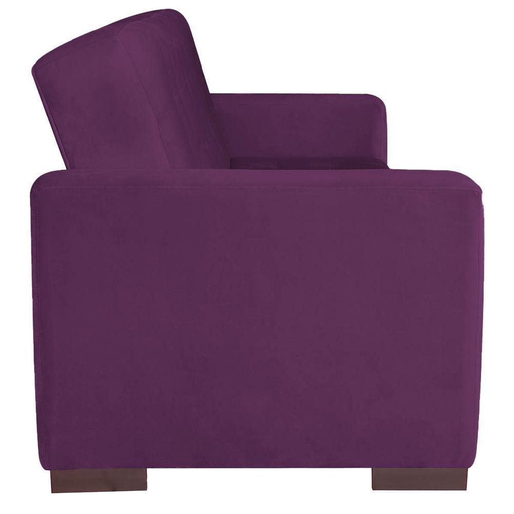 Sofá Cama 3 Lugares Jobim Suede - Doce Sonho Móveis Roxo - 3