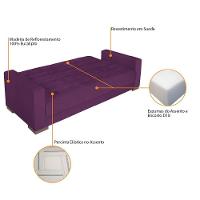 Sofá Cama 3 Lugares Jobim Suede - Doce Sonho Móveis Roxo - 6