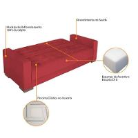 Sofá Cama 3 Lugares Jobim Suede - Doce Sonho Móveis Vermelho - 6