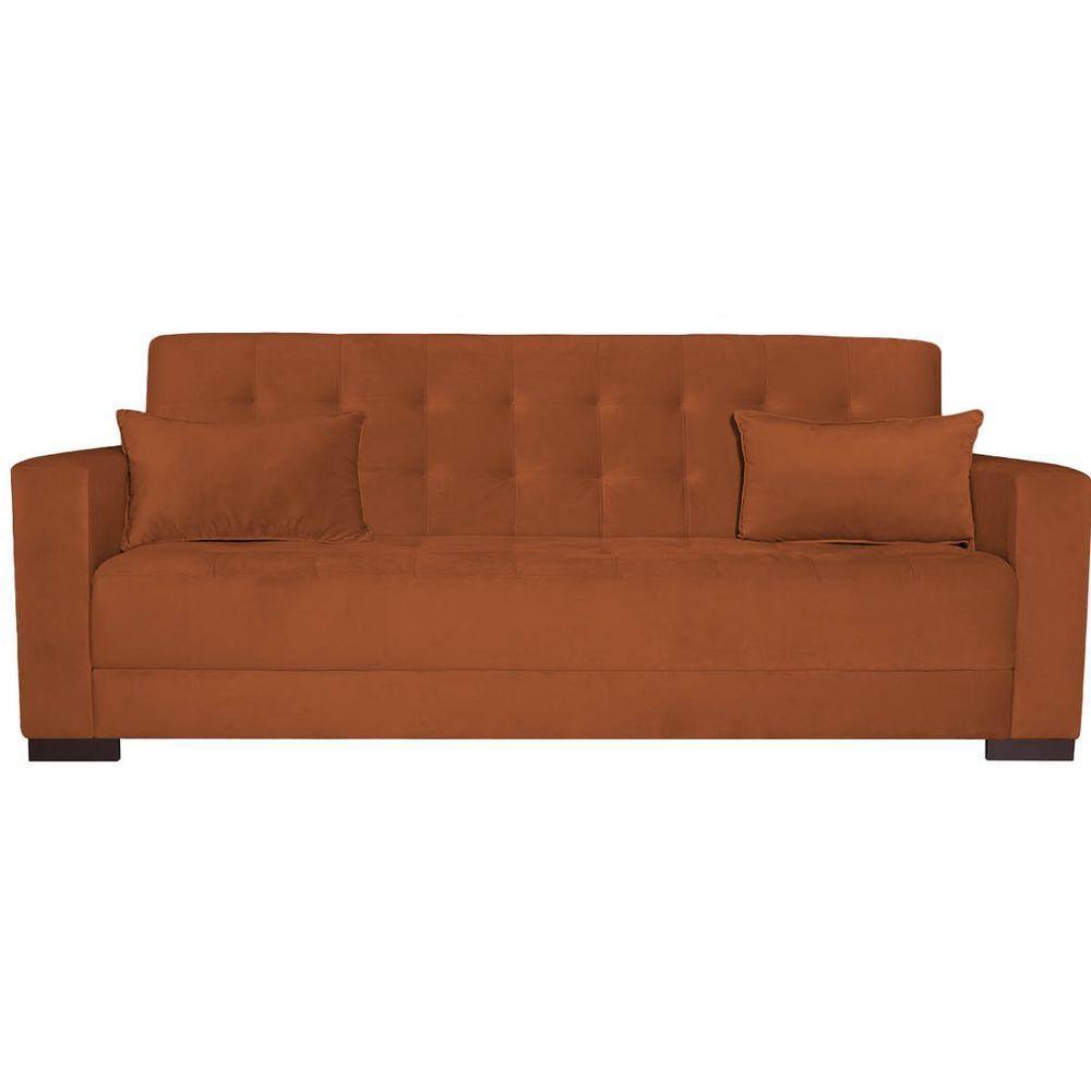 Sofá Cama 3 Lugares Jobim Suede - Doce Sonho Móveis Terracota - 5
