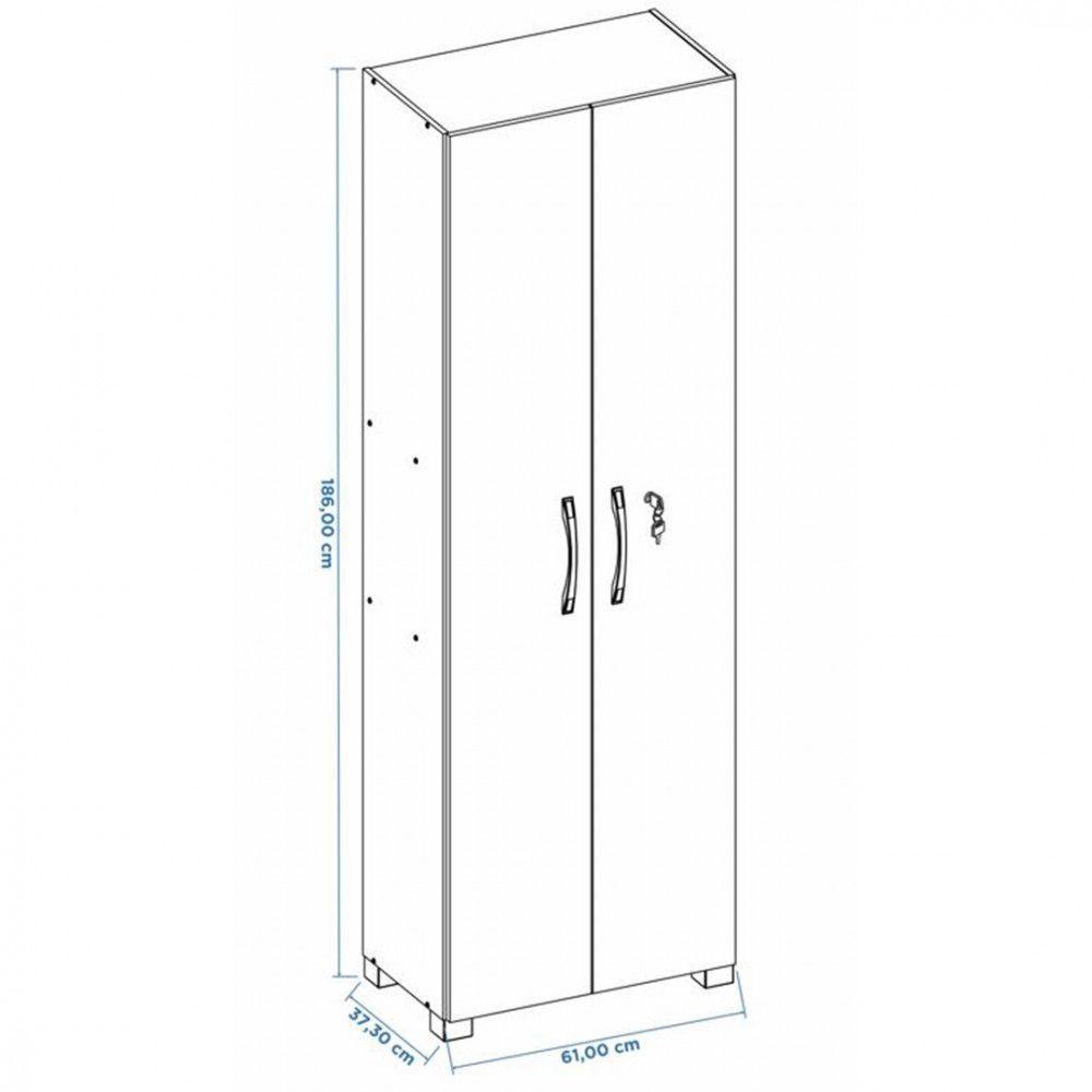 Armario Notável Multiuso 2 Portas Com Chave Freijo/Off White - 5