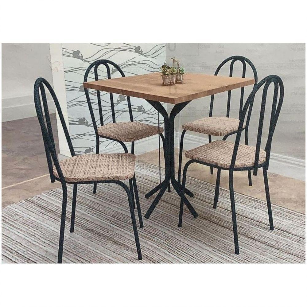 Mesa Dalia 4 Cadeiras Com Tampo Artefamol Preto/Ratam - 1