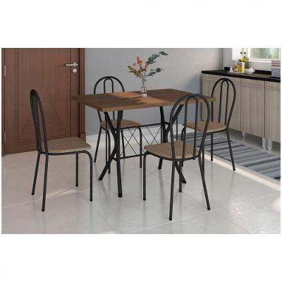 Conjunto Sala De Jantar Artefamol Bruna Mesa Com 4 Cadeiras Preto/Rattan