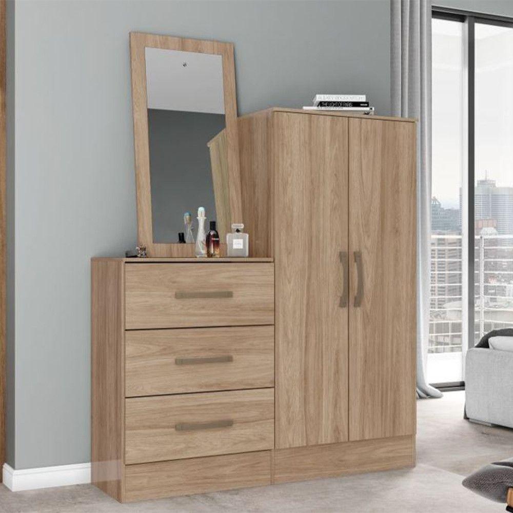 Cômoda 2 Portas 3 Gavetas Com Espelho Henn Jequitibá - 1