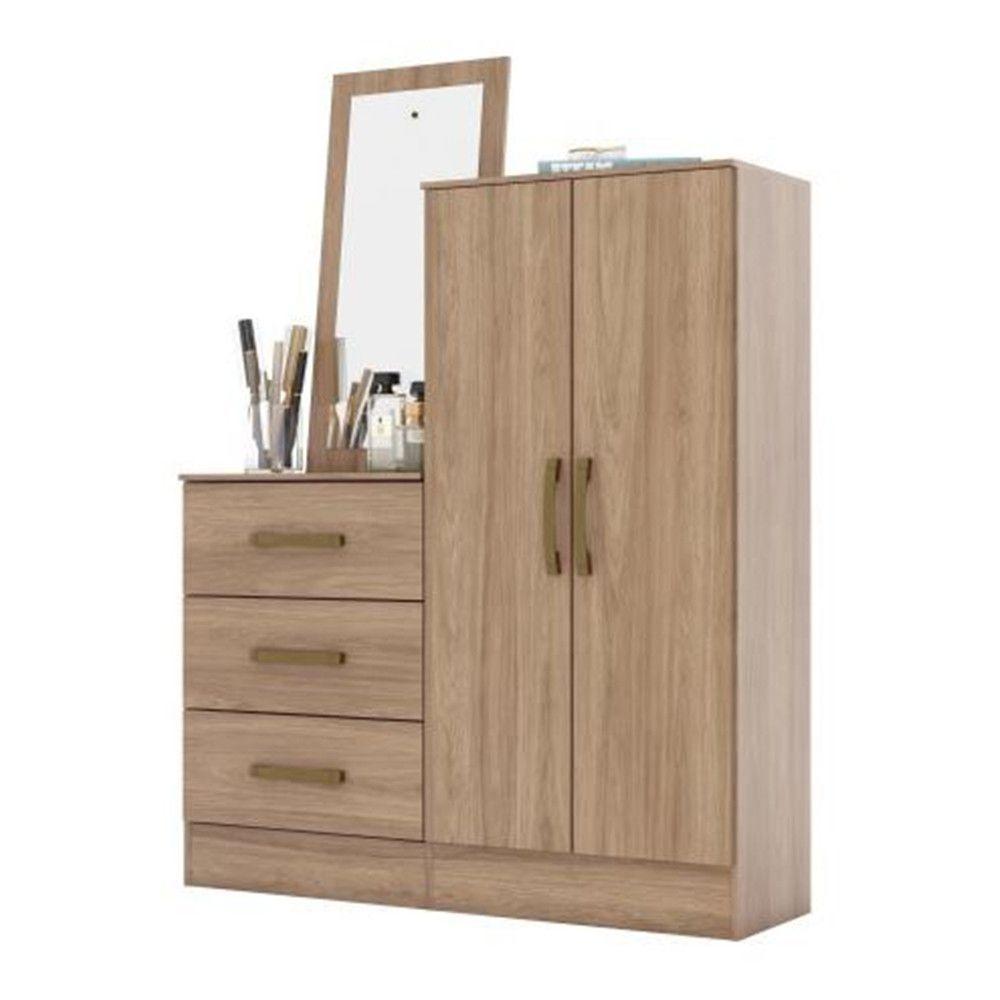 Cômoda 2 Portas 3 Gavetas Com Espelho Henn Jequitibá - 3