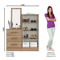 Cômoda 2 Portas 3 Gavetas Com Espelho Henn Jequitibá - 4