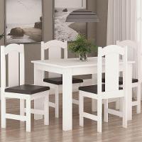 Conjunto De Mesa Arauna Estilo Com 4 Cadeiras Branco Com Preto - 1